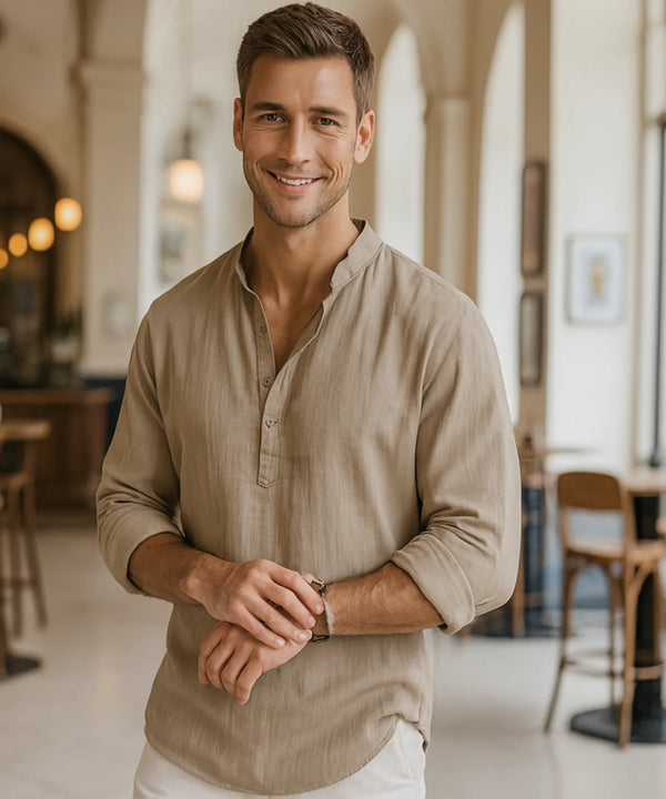Nomads Linen Breeze – Camisa Premium Masculina Linho & Algodão
